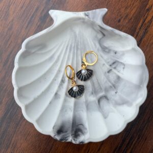Midnight Seashell Hoops