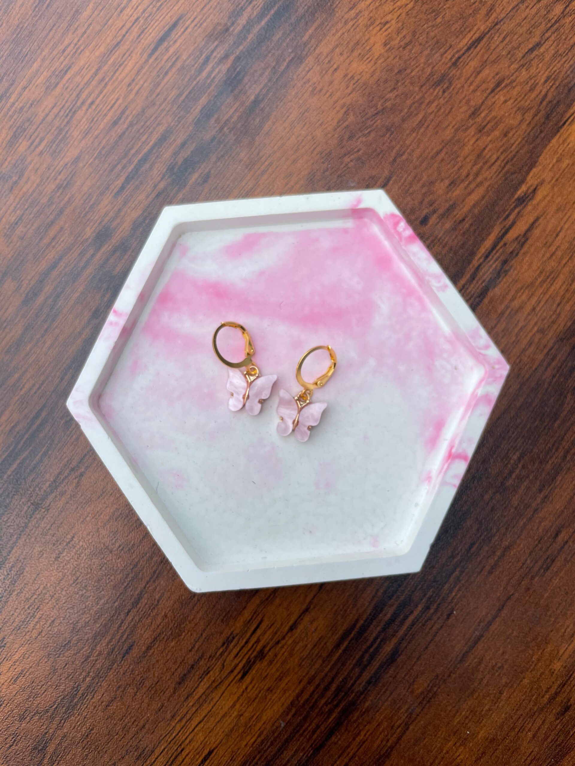 Petal Pink Butterfly Hoops